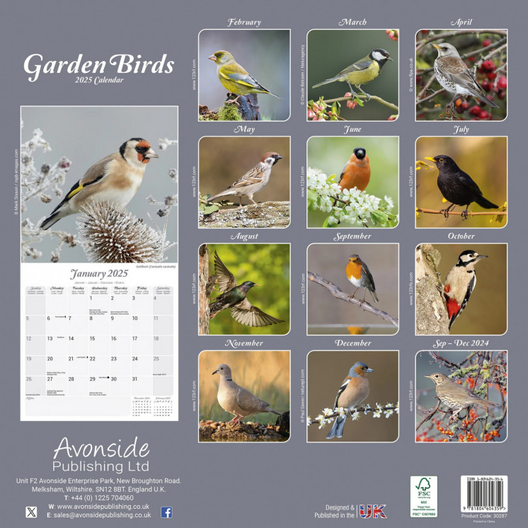 Calendrier Oiseaux Jardin 2025