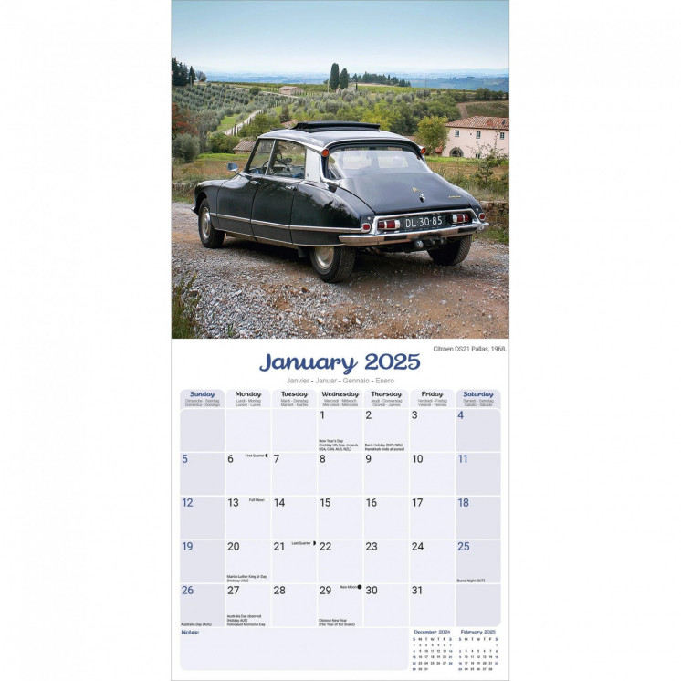 Calendrier voitures classiques Citroën 2025