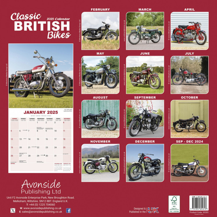 Calendrier Motos Britanniques Classiques 2025