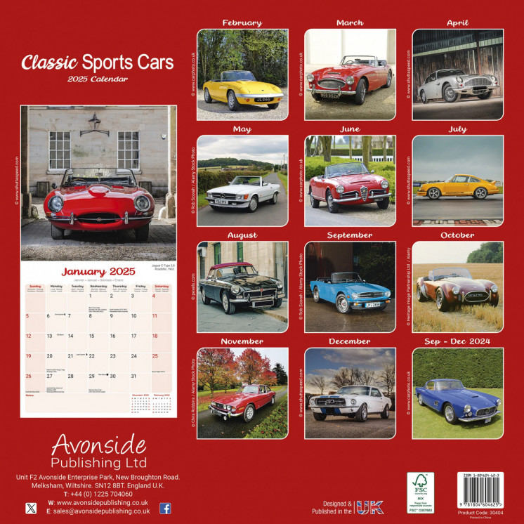 Calendrier Voitures Sport Classiques 2025