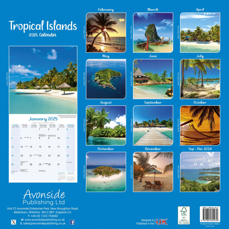 Calendrier îles Tropicales 2025