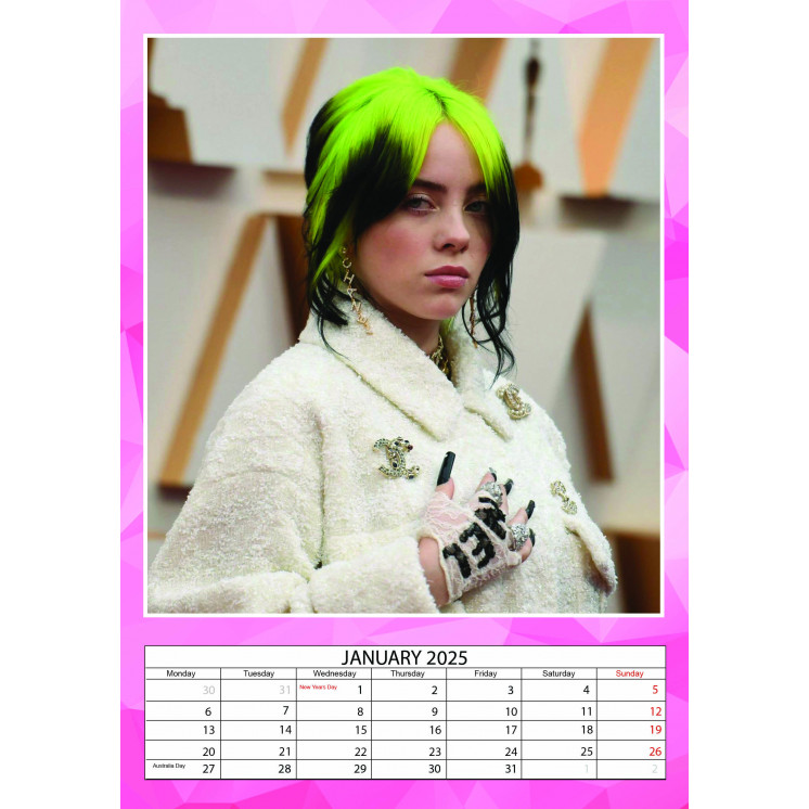 Lots de 5 ou 10 et 25 ou 50 Calendriers Billie Eilish 2025