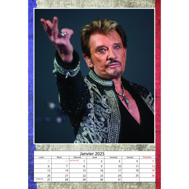 Lots de 5 ou 10 et 25 ou 50 Calendriers Johnny Hallyday 2025