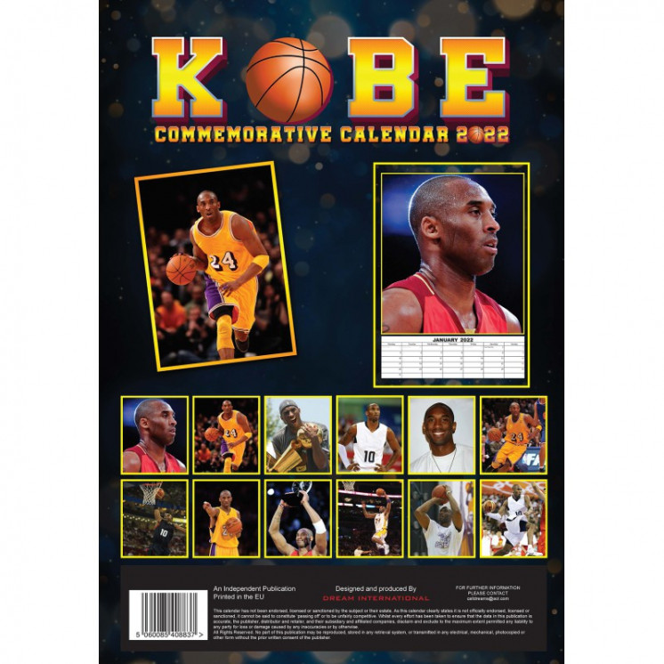 Lots de 5 Calendriers Kobe Bryant 2022