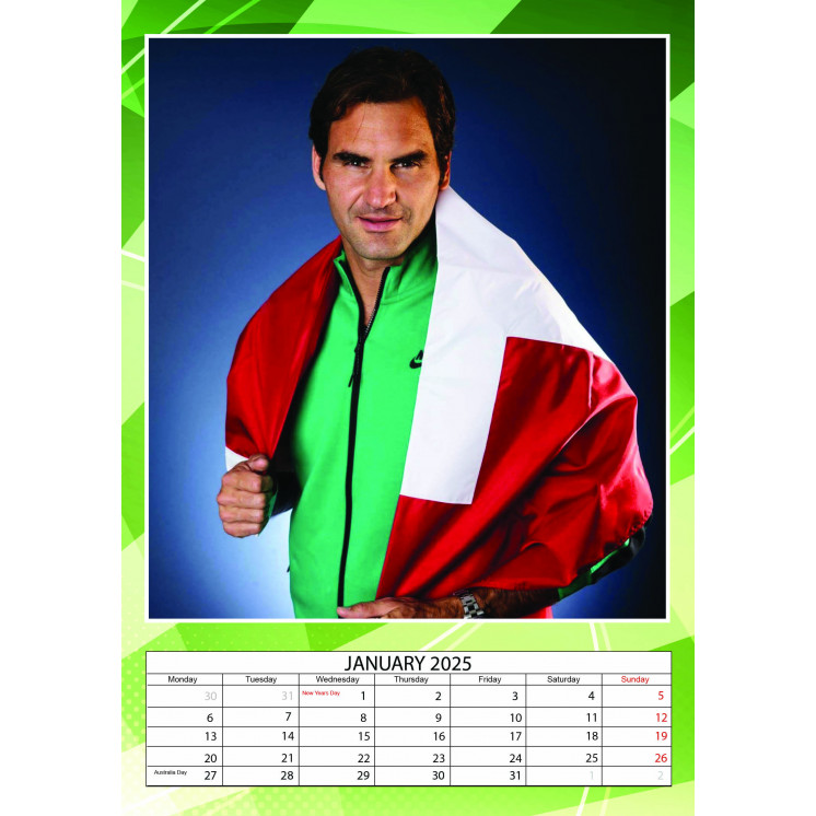 Lots de 5 ou 10 et 25 ou 50 Calendriers Roger Federer 2025