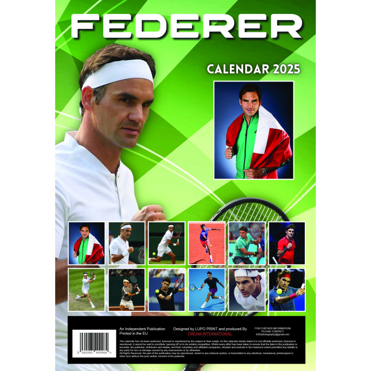 Lots de 5 ou 10 et 25 ou 50 Calendriers Roger Federer 2025