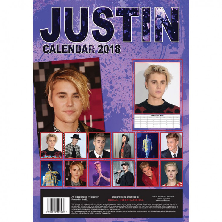 Calendrier Justin Bieber 2018