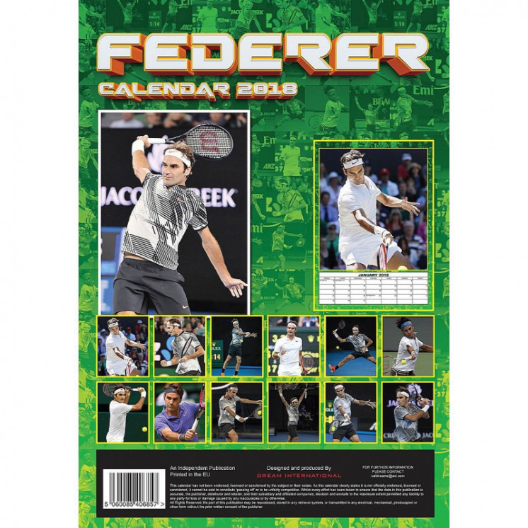 Calendrier Roger Federer 2018