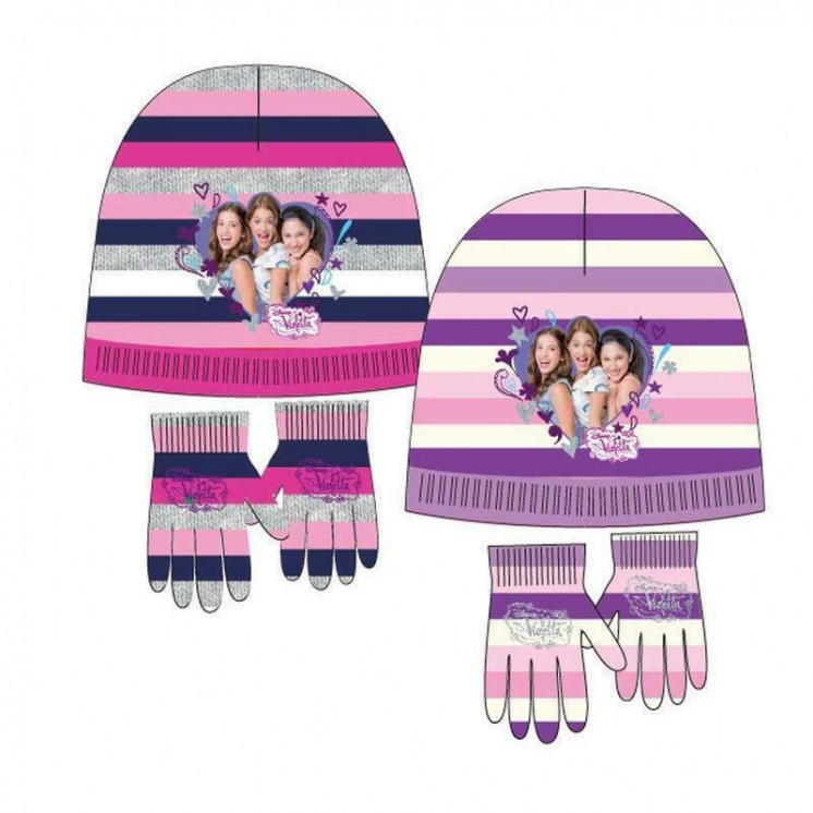 Ensemble hiver bonnet paires de gants Violetta Disney taille 52