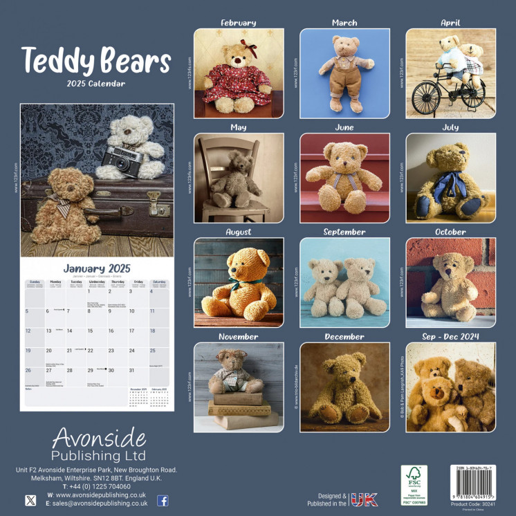 Calendrier ours en peluche 2025